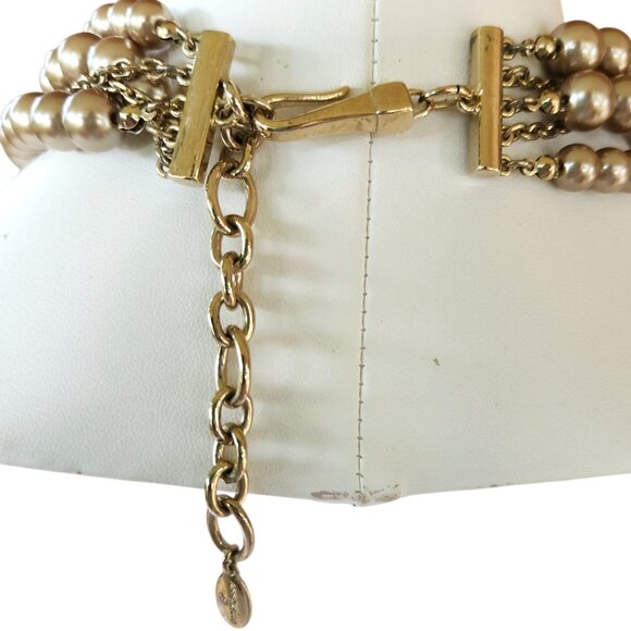 Ann Taylor Vintage-Inspired Multi-Strand Pearl Statement Necklace Crystal Accent - Picture 7 of 7